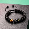 Natural Tiger Eye & Lava Rock Round Beads Adjustable  Bracelets TV6214-3-2