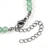Natural Green Aventurine 4.5mm Round Beaded Flower Pendant Necklaces NJEW-T016-04F-6