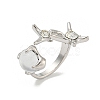 Star Zinc Alloy Rhinestone Open Cuff Ring RJEW-Z048-02P-02-1