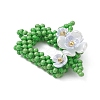 Beaded Rectangle with Flower Charms PALLOY-MZ01144-03-3