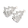 Brass Micro Pave Clear Cubic Zirconia Brooch for Christmas ZIRC-I053-10P-1