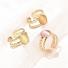 304 Stainless Steel with Glass Cat Eye Cuff Rings for Women RJEW-K309-40A-2