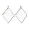 Non-Tarnish 304 Stainless Steel Open Back Bezel Rhombus Pendants STAS-Z040-02B-P-1