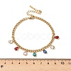 304 Stainless Steel Rhinestone Teardrop Charm Bracelets BJEW-V011-01G-03-2