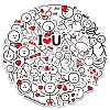 Valentine's Day Theme Cartoon PVC Self-Adhesive Stickers VALE-PW0003-02-2