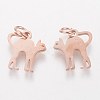 201 Stainless Steel Kitten Pendants STAS-S105-T465R-2