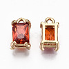 Brass Glass Rhinestone Pendants GLAA-S179-21E-RS-3