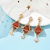 Natural Carnelian Brass Pendant Decorations HJEW-JM01817-04-2