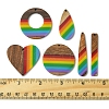 12Pcs 6 Styles Pride Rainbow Theme Resin & Walnut Wood Pendants WOOD-FS0001-32-5