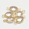 Oval Faceted Golden Brass Glass Links connectors GLAA-O014-02G-1