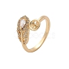 Leaf Brass Micro Pave Cubic Zirconia Cuff Ring Setting KK-A244-01G-G-1