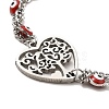 Red Enamel Evil Eye & 304 Stainless Steel Curb Chains Double Layer Multi-strand Bracelet with Charm for Women BJEW-C025-09P-3