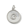 Brass Pave Natural Shell Flat Round with Letter Charms KK-Z115-13P-G-1