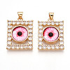 Brass Micro Pave Clear Cubic Zirconia Pendants for Women KK-T070-91A-01-1