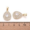 Brass Pave Clear Cubic Zirconia Pendants KK-T081-05G-3