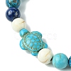 Summer Beach Turtle/Starfish Dyed Synthetic Turquoise Bracelets BJEW-JB10896-4
