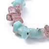 Natural Amazonite & Strawberry Quartz Chip Stretch Bracelets X-BJEW-JB04490-04-2