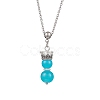 Handmade Glass Beaded Prince with Crown Pendant 304 Stainless Steel Cable Necklaces for Women NJEW-JN05447-03-2