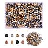 400Pcs UV Plating ABS Plastic Round Beads and 8Pcs Brass Micro Pave Cubic Zirconia European Beads CCB-SZ0001-11-1