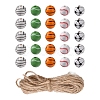 50Pcs 5 Styles Printed Natural Wood European Beads WOOD-YW0001-06-1