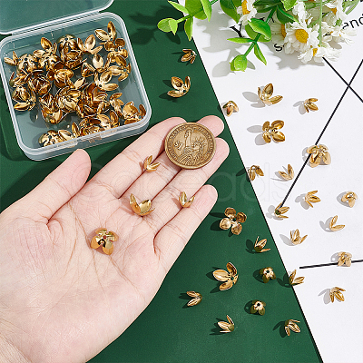 80Pcs 2 Style 304 Stainless Steel Bead Caps STAS-UN0046-20G-1