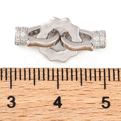 925 Sterling Silver Micro Pave Clear Cubic Zirconia Fold Over Clasps STER-U005-09P-1