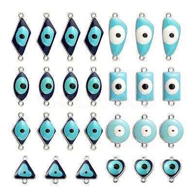 32Pcs 8 Style Platinum Alloy Enamel Links Connectors ENAM-LS0001-84-1