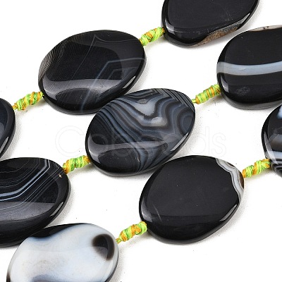 Natural Banded Agate Beads Strands G-P605-L02-07-1