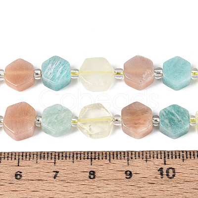 Natural Lemon Quartz & Flower Amazonite & Sunstone Beads Strands G-N358-03A-07-1