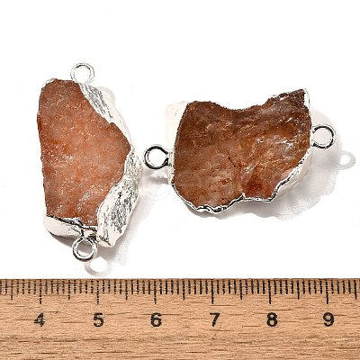 Raw Rough Natural Dyed Quartz Crystal Links Connector Charms G-K189-04S-08-1