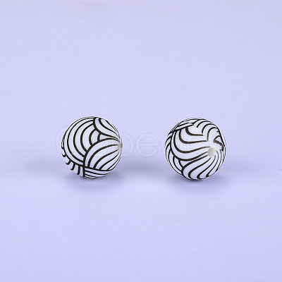 Printed Round Silicone Focal Beads SI-JX0056A-183-1