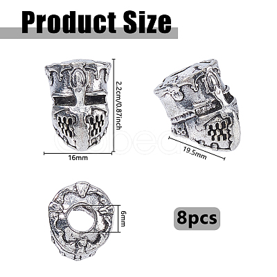 8Pcs Tibetan Style Alloy European Beads FIND-DC0008-33-1