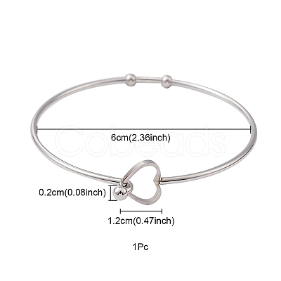 Stainless Steel Hollow Out Heart Bangle BJEW-YW0001-08P-1
