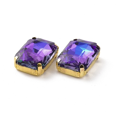 Rectangle Octagon Shape Sew on Glass Rhinestone DIY-E062-01G-05-1