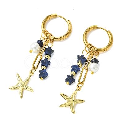 Star 304 Stainless Steel Hoop Earrings EJEW-JE07005-01-1