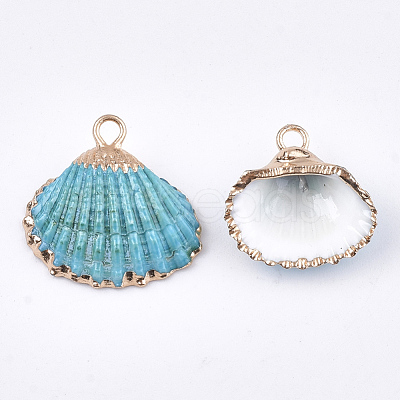 Spray Paint & Electroplate Sea Shell Pendants SSHEL-S262-08C-1
