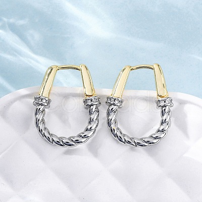 Brass Micro Pave Clear Cubic Zirconia Hoop Earrings EJEW-H158-17A-GP-1