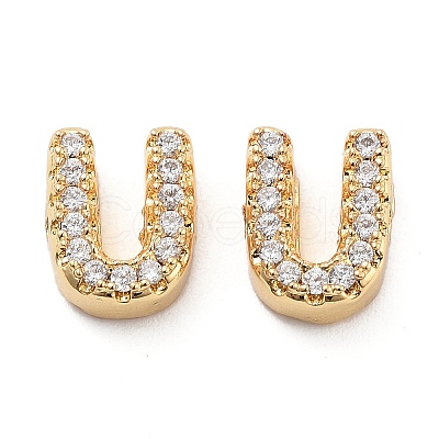 Rack Plating Brass Micro Pave Clear Cubic Zirconia Beads KK-G500-30G-U-1
