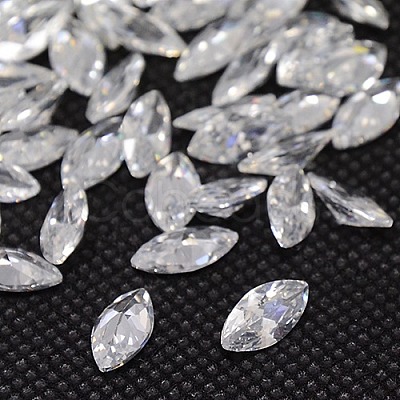 Cubic Zirconia Pointed Back Cabochons ZIRC-M003-7x3.5mm-007-1