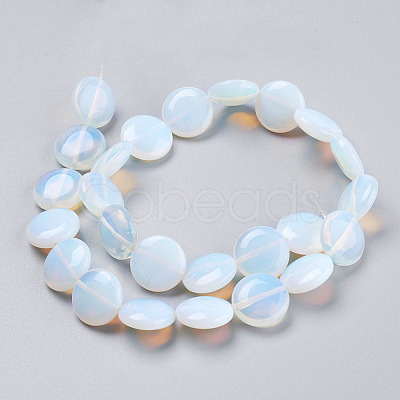 Flat Round Opalite Beads Strands G-S110-25-1