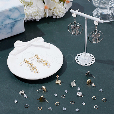 DIY Square & Hexagon Brass Stud Earring Making Kits DIY-AR0004-44-1