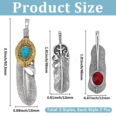 6Pcs 3 Styles Tibetan Style Alloy Pendants FIND-GF0009-11-1