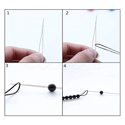 Tarnish Resistant Stainless Steel Collapsible Big Eye Beading Needles SENE-PW0013-02D-1