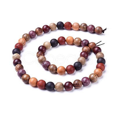 Natural Wood Beads Strands WOOD-F008-07-C-1