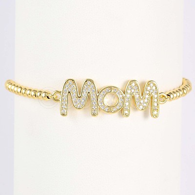 Mother's Day Brass Micro Pave Clear Cubic Zirconia Link Bracelets WG036C8-01-1