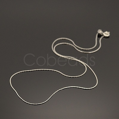 Anti-Tarnish Rhodium Plated 925 Sterling Silver Boston Link Chain Necklaces STER-E033-56-1