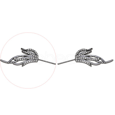 Brass Micro Pave Clear Cubic Zirconia Fishtail Head Pins BAPE-PW0002-10B-B-1