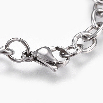 Tarnish Resistant 304 Stainless Steel Cable Chain Bracelets X-BJEW-P239-05-1