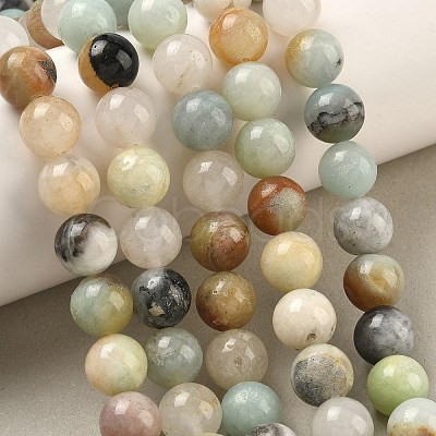 Natural Flower Amazonite Beads Strands G-G692-01-10mm-1