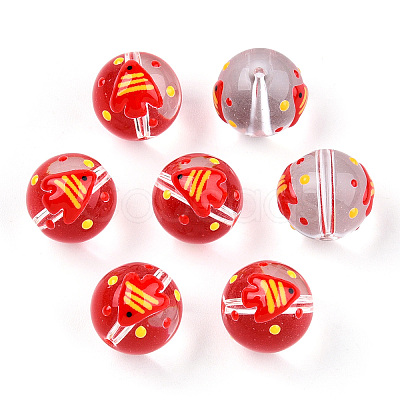 Transparent Glass with Enamel Beads LAMP-T011-30A-1